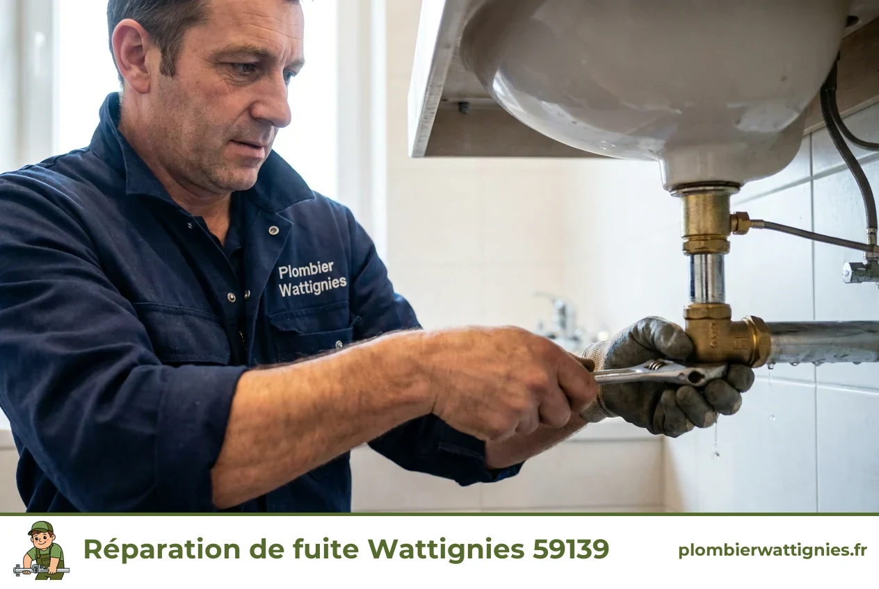 Plombier réparant une fuite à Wattignies